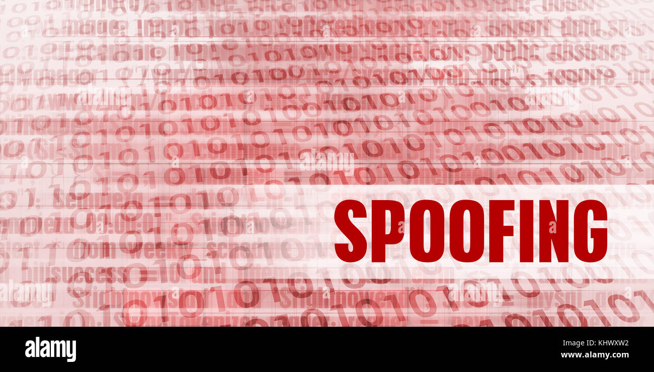 Spoofing Alert on a Red Binary Danger Background Stock Photo