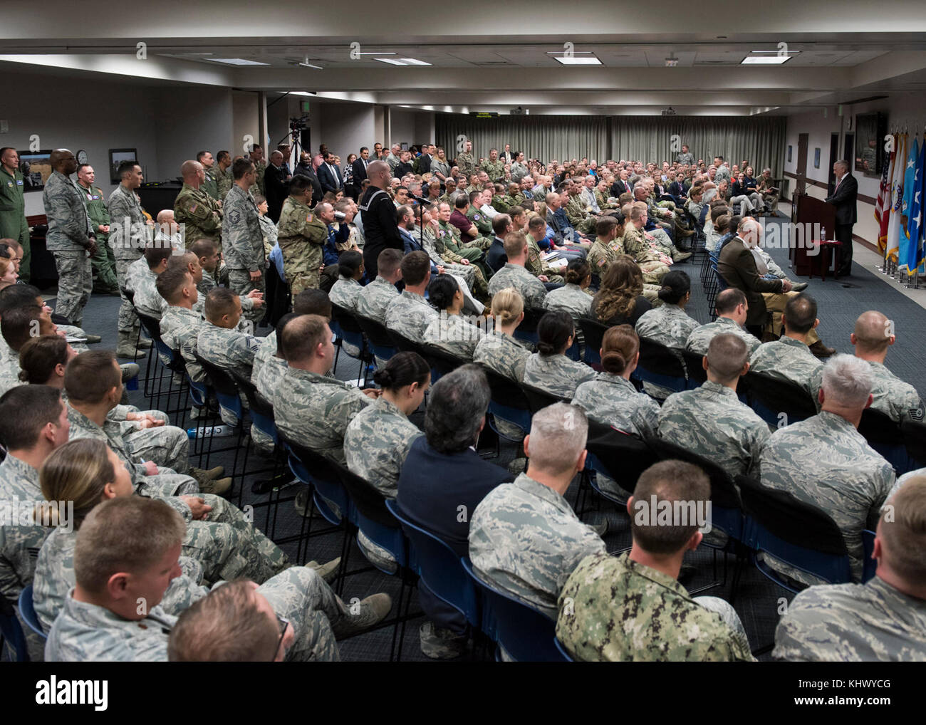 Sec Def Command Secretary of Defense, James Mattis speaks to the men and women of the ...