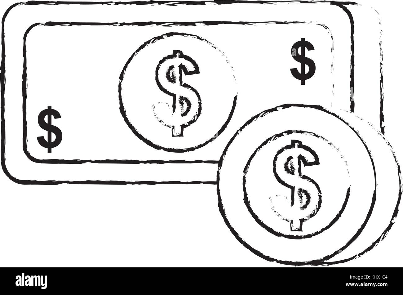 payment online banknote coin dollar money currency Stock Vector Image ...