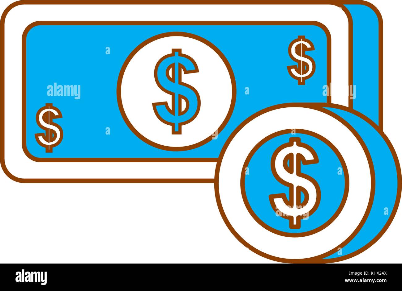 payment online banknote coin dollar money currency Stock Vector Image ...