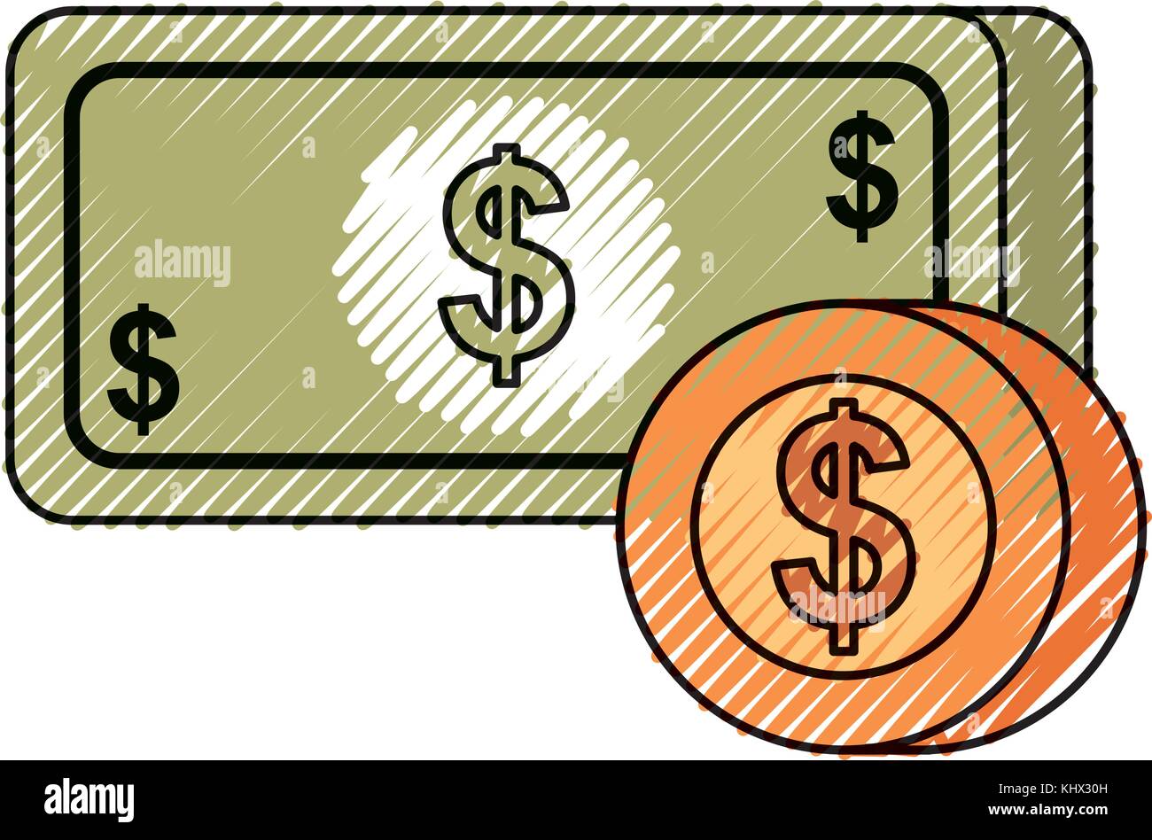 payment online banknote coin dollar money currency Stock Vector Image ...