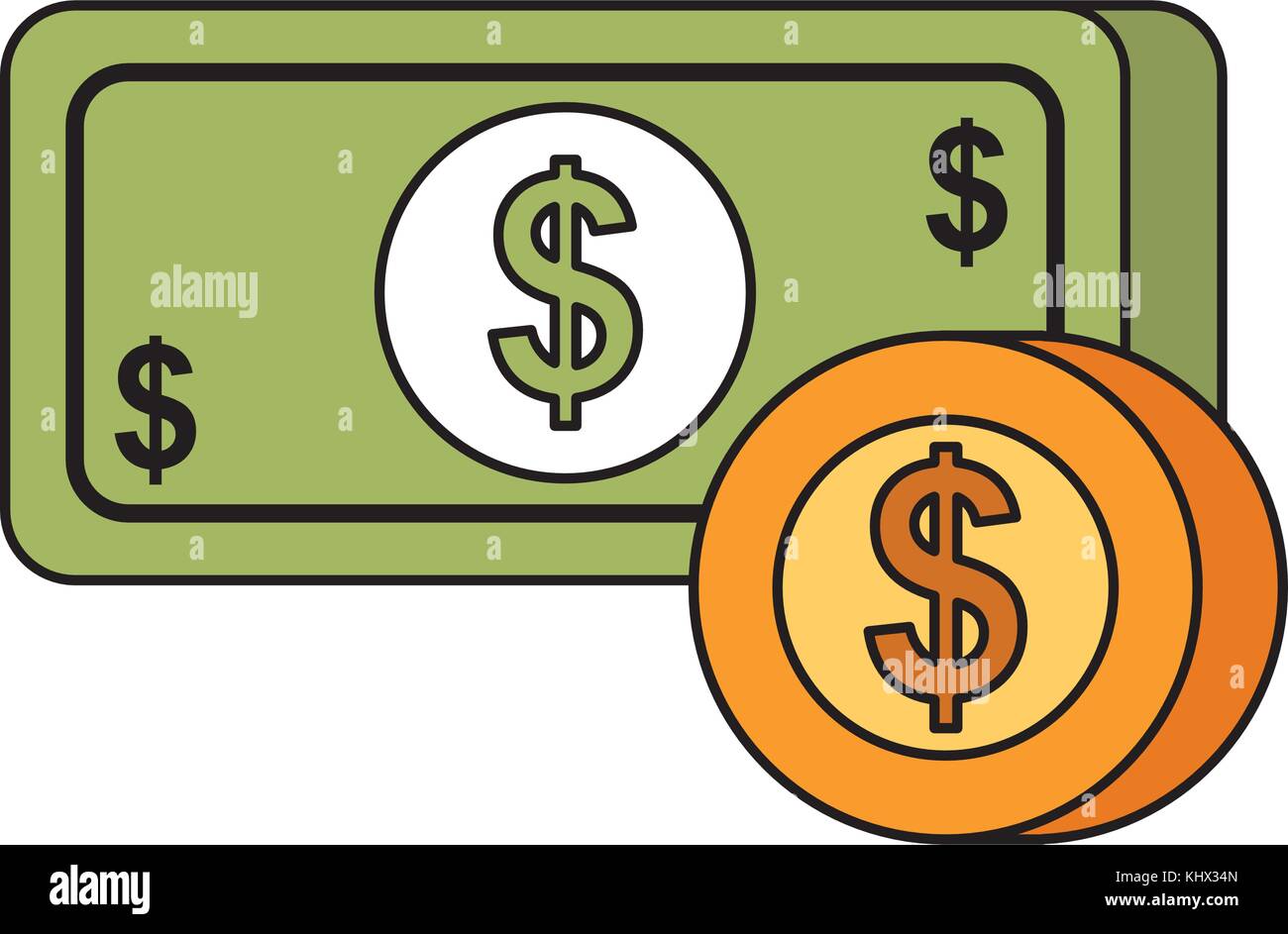 payment online banknote coin dollar money currency Stock Vector Image ...