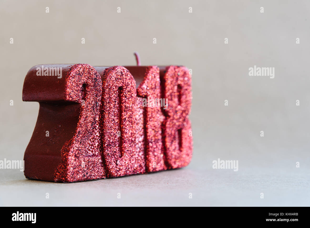 New Year Christmas decoration on rustic background. 2018 Stock Photo