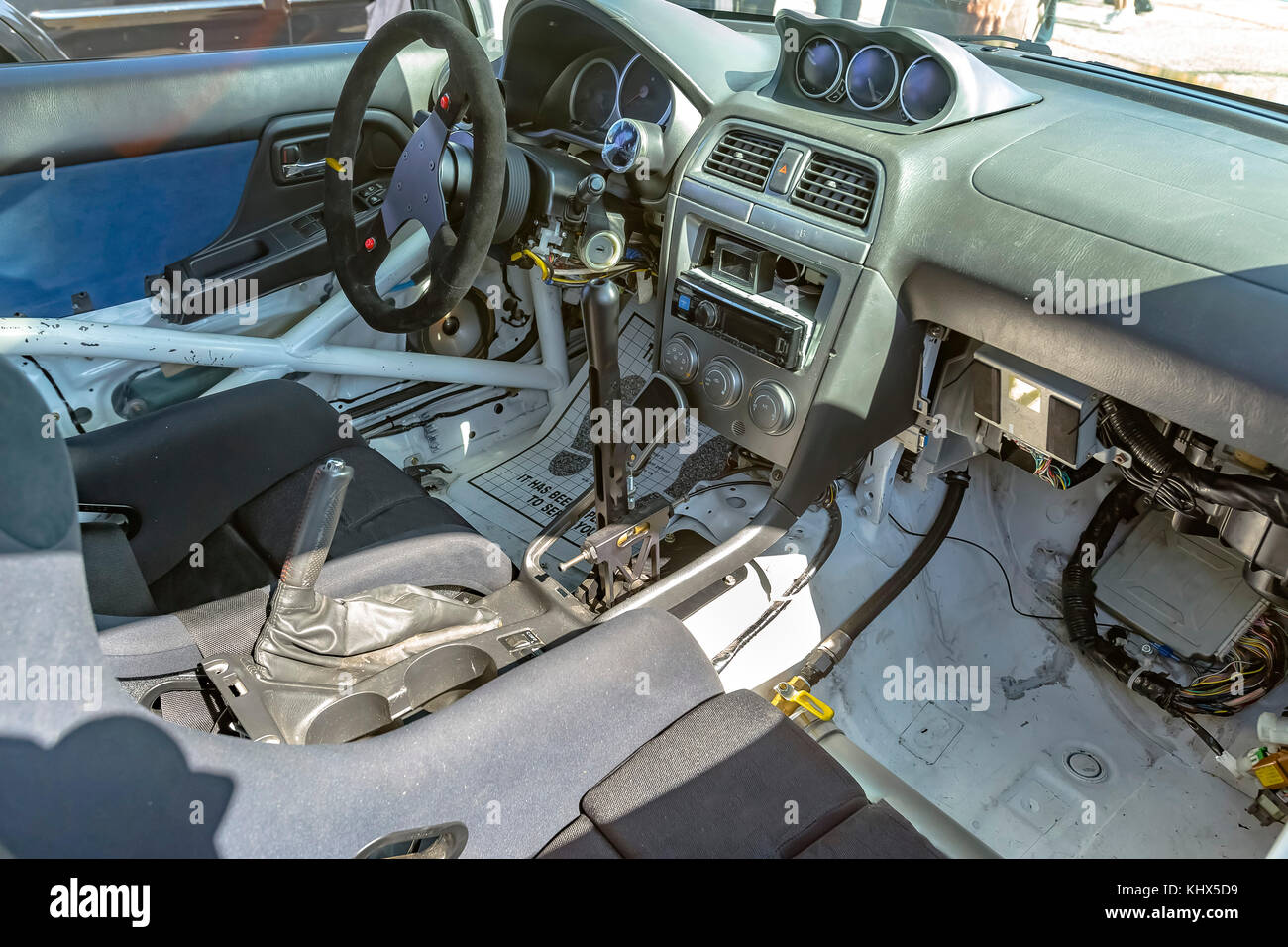 Stripped interior of a car building up for custom mods on passenger ...