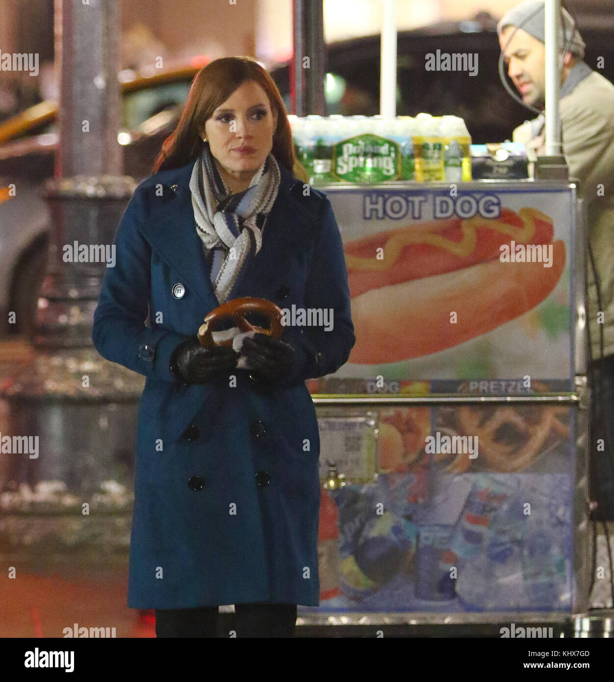 New York Ny February 01 Jessica Chastain Filming Aaron Sorkins Mollys Game On February 01 