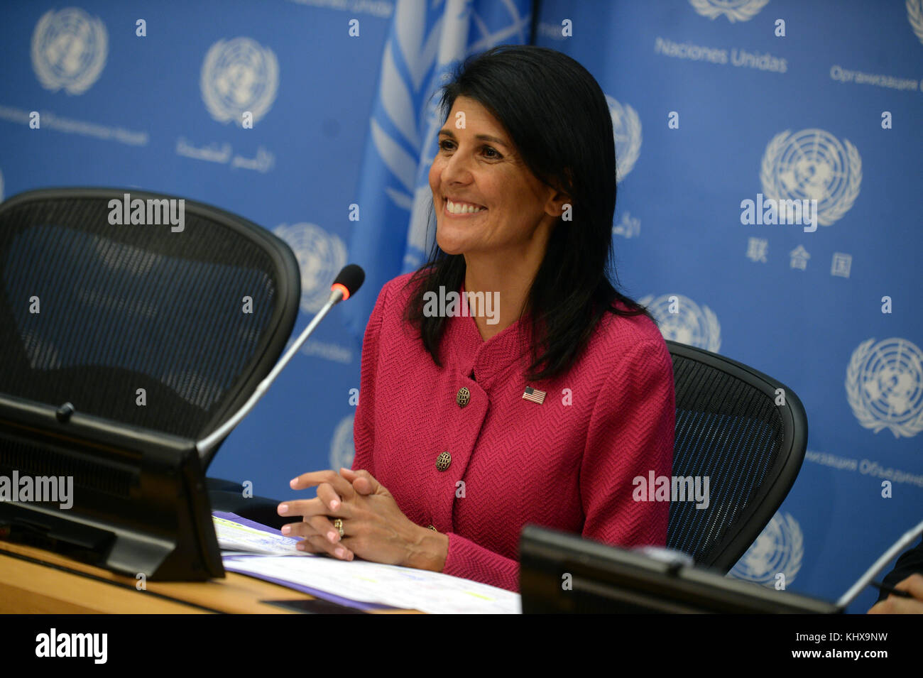 NEW YORK, NY APRIL 3 U.S. Ambassador to the United Nation Nikki Haley answers questions
