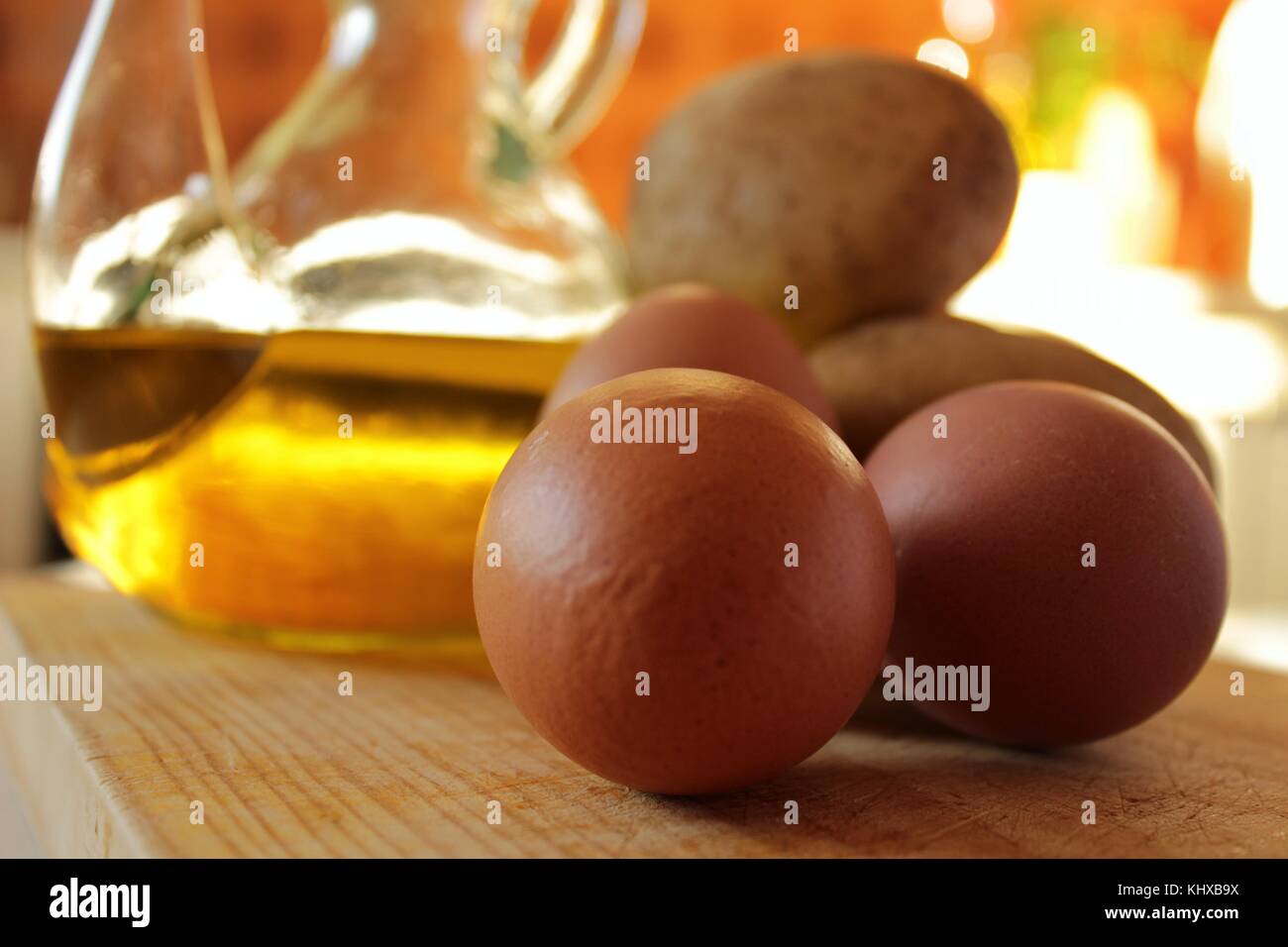 Spanish omelette recipe ingredients in the kitchen Stock Photo Alamy