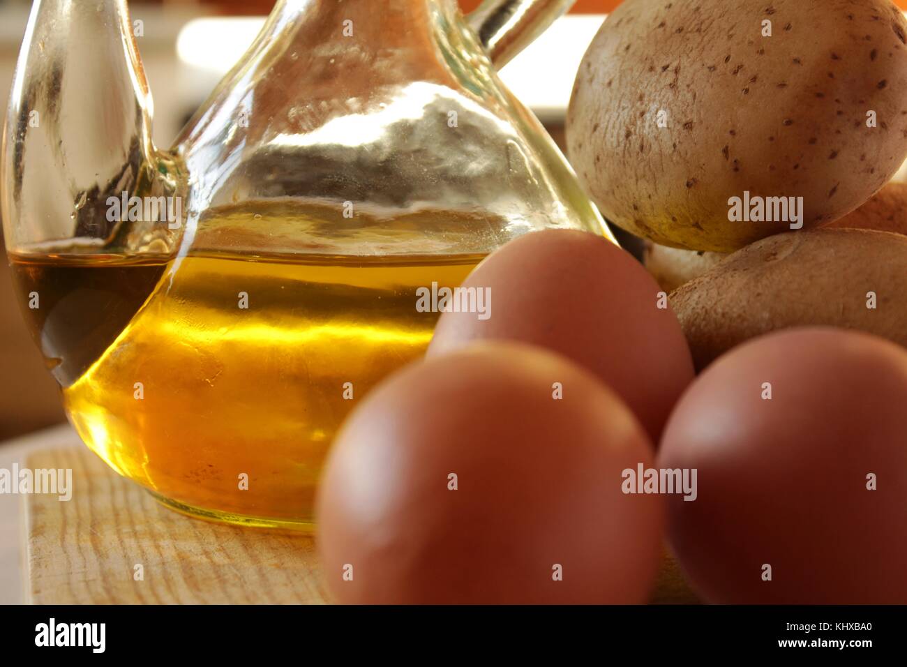Spanish omelette recipe ingredients in the kitchen Stock Photo Alamy