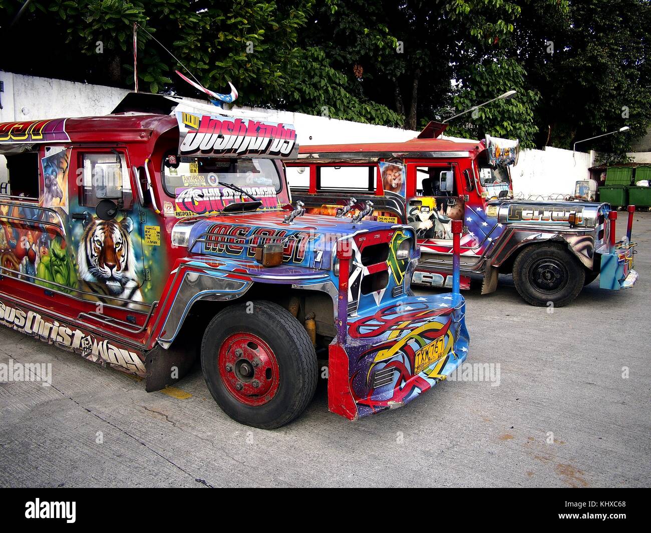 ANTIPOLO CITY, PHILIPPINES NOVEMBER 15, 2017 Colorful passenger jeepneys with artistic