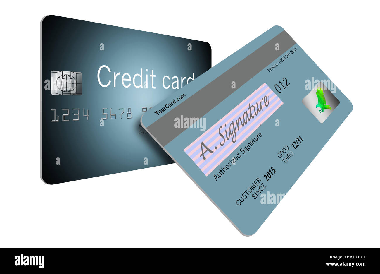 Here are the front and back of a credit card showing security features