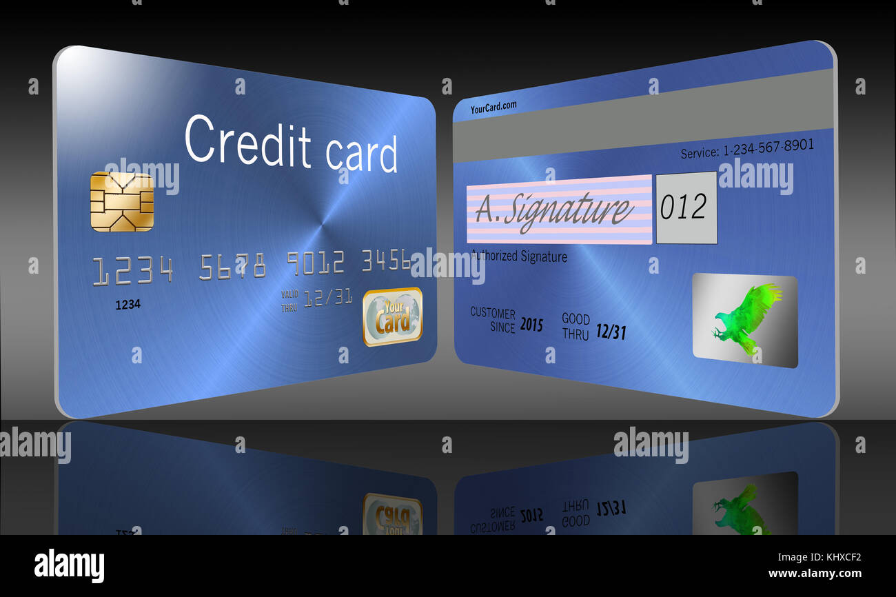 Here are the front and back of a credit card showing security features