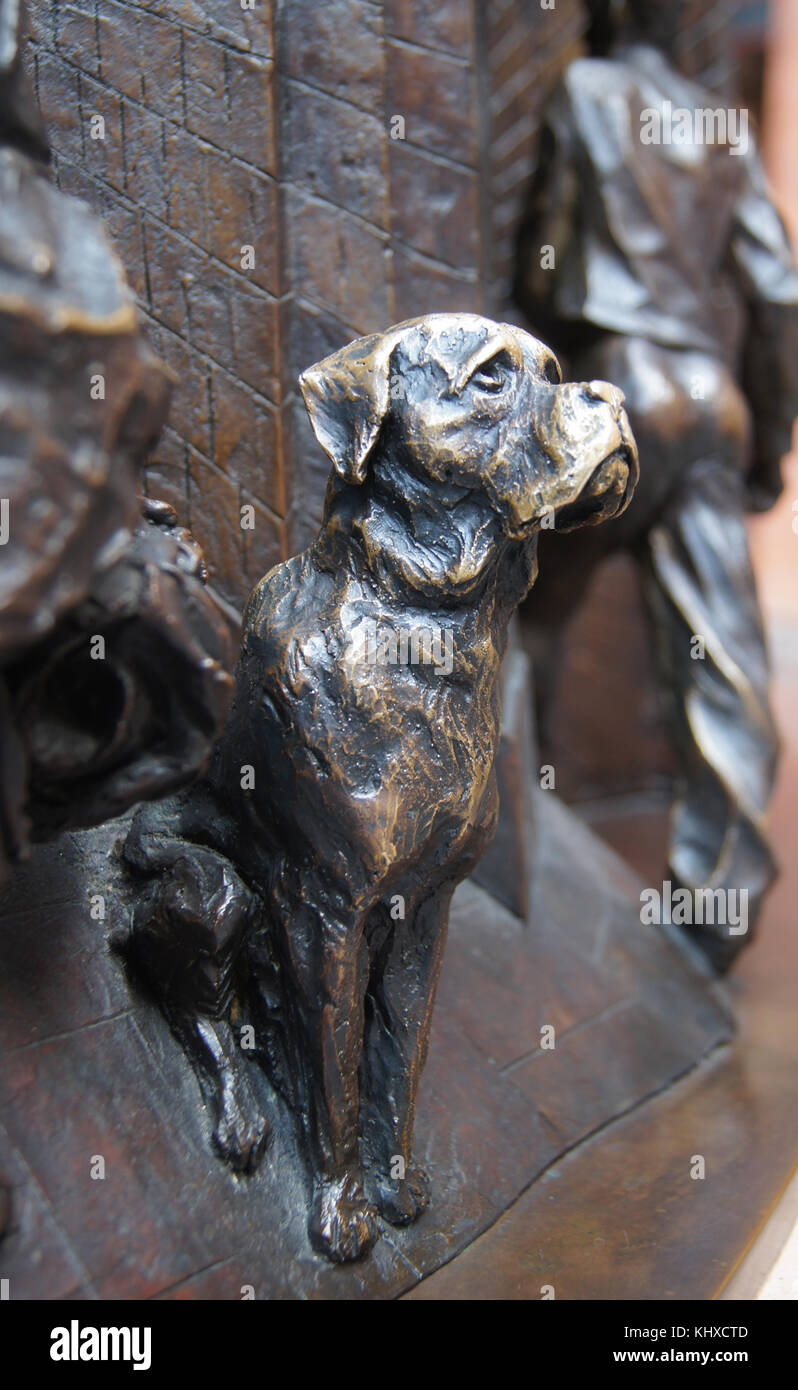 Dog sculpture at a train station in Portugal Stock Photo