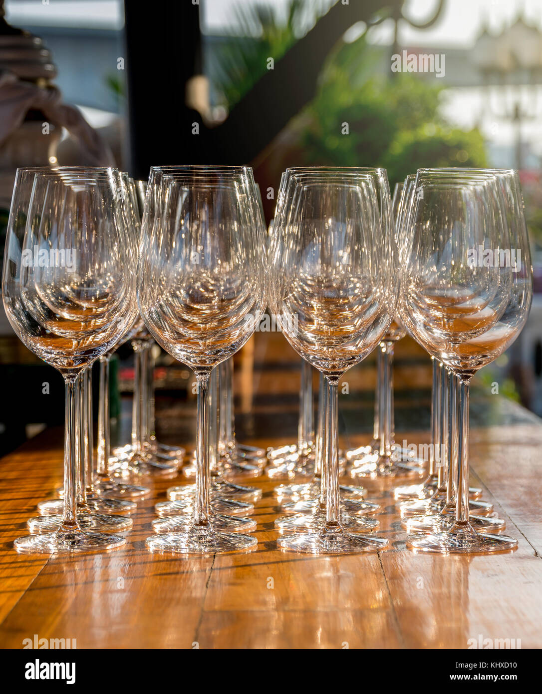 Stack of wine glass on the bar Stock Photo Alamy