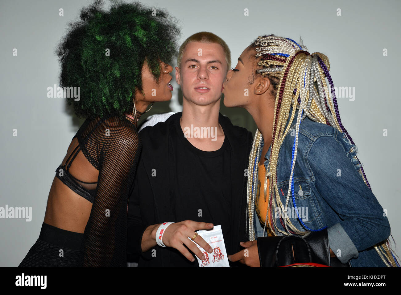 MIAMI , FL - AUGUST 08: (EXCLUSIVE COVERAGE) 20-year-old Eric Leon has emerged as a young gun on the hip hop scene and has been referred to as the next Eminem. He dropped his self-titled mixtape with DJ Khaled at an exclusive launch party tonight  hosted by Grammy Award-winning producers Cool & Dre at Universal Miami Studios on August 08, 2017 in Miami Beach, Florida  People:  Eric Leon Stock Photo