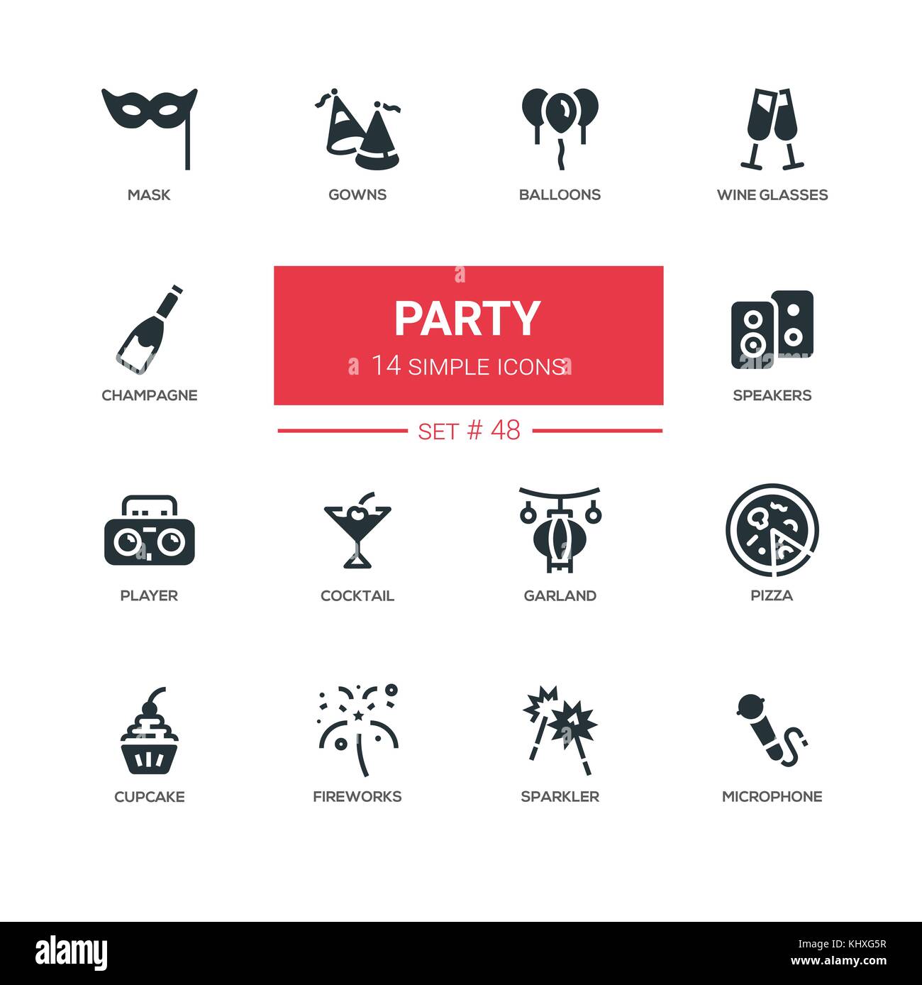 Leisure concept, party - line design icons set Stock Vector