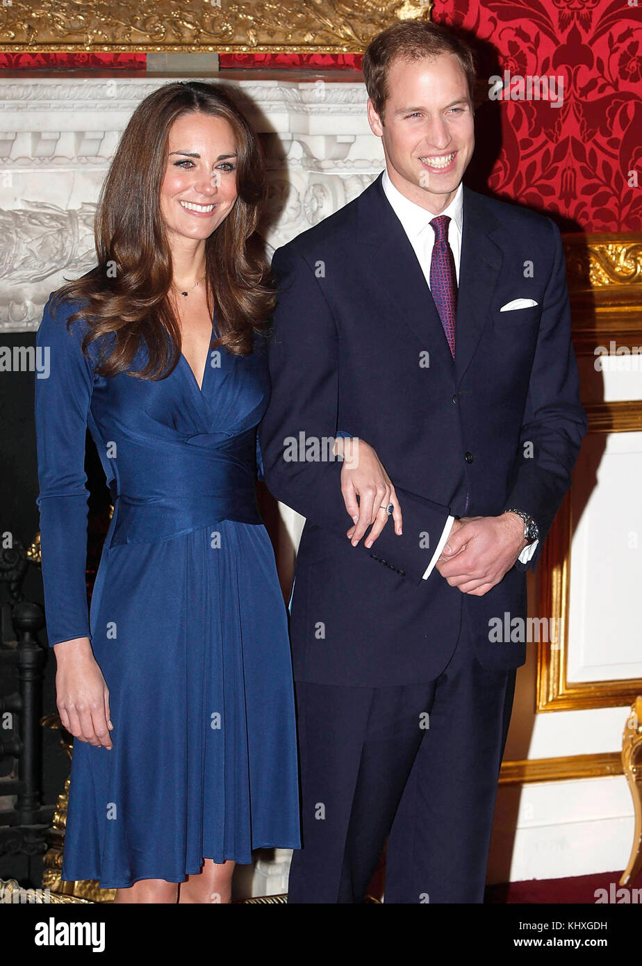 Kate Middleton Engagement Blue Dress High Resolution Stock Photography ...