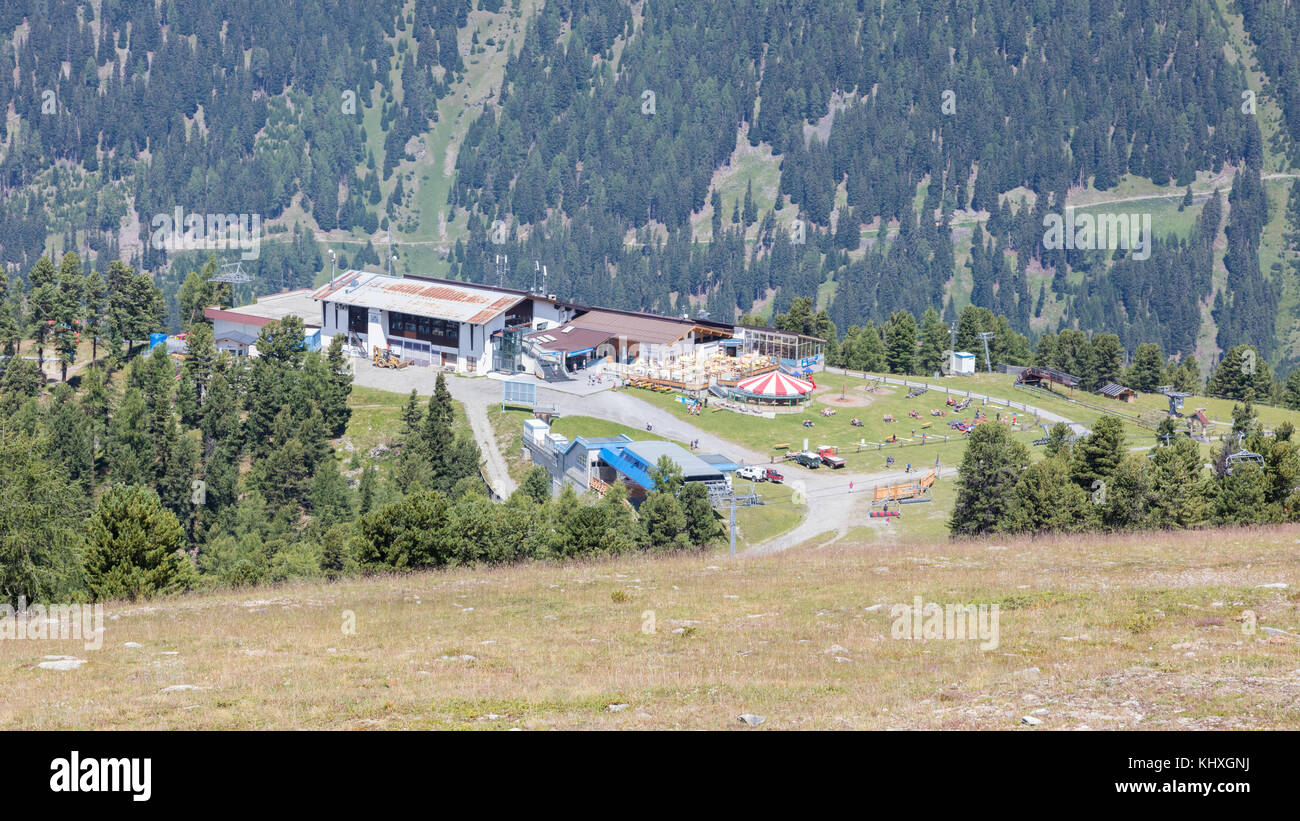 Nauders, Austria - August 9, 2017: Cable car station next to the village of Nauders Stock Photo