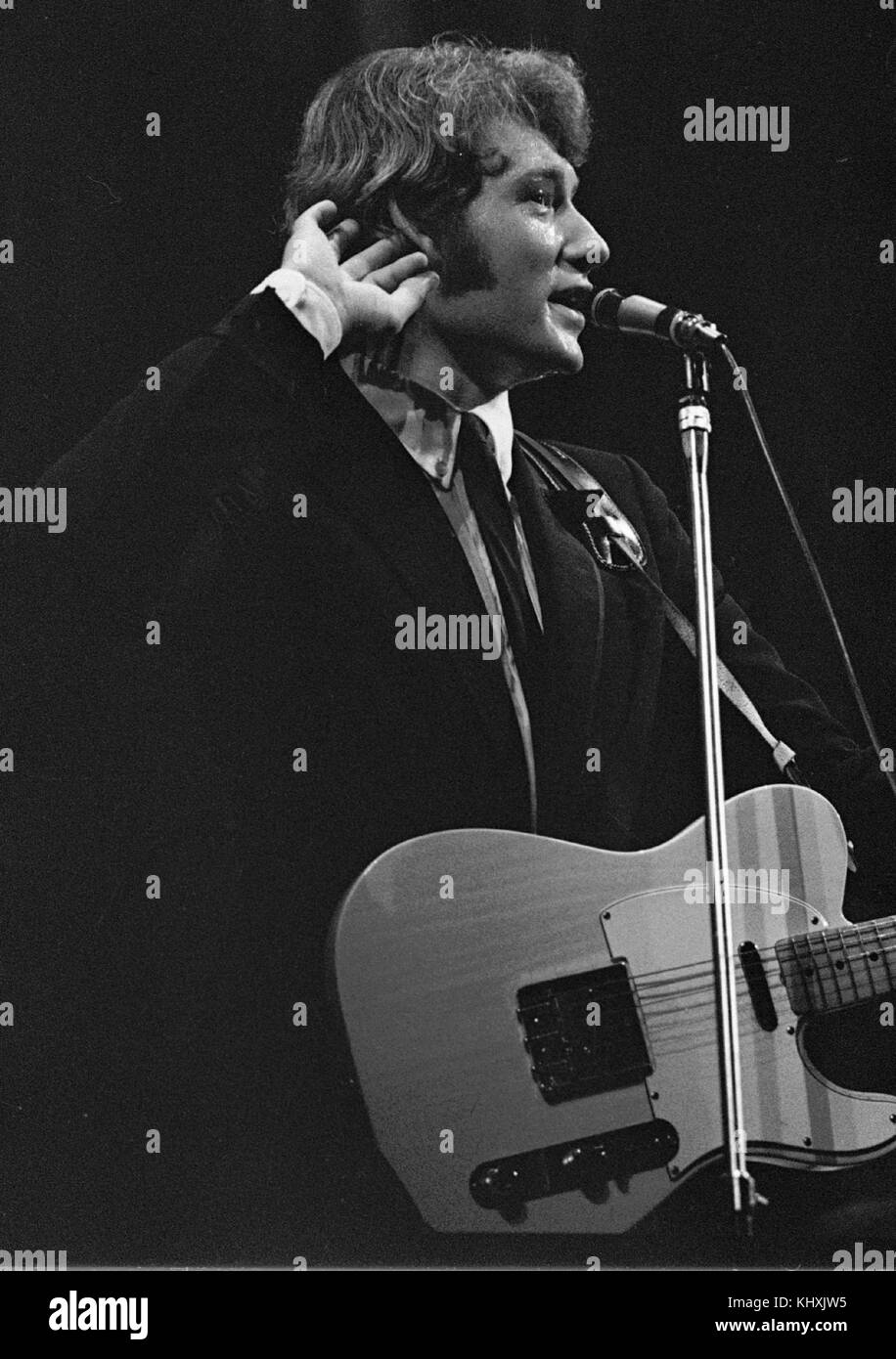 French singer Johnny Hallyday performs during the concert in Prague, Czechoslovakia, July 1