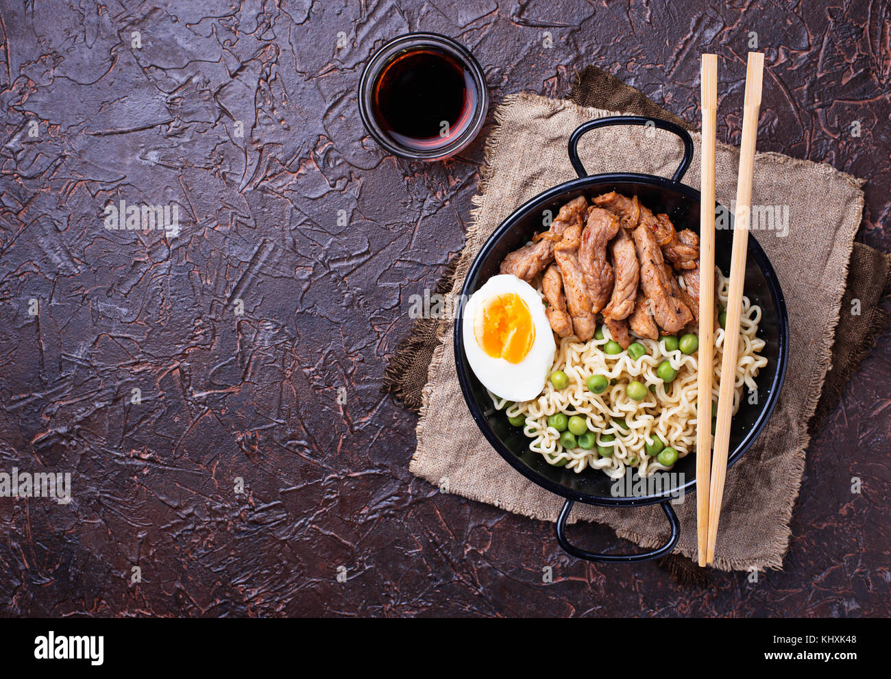 Ramen Noodles With Meat Vegetables And Egg Japanese Food Stock Photo Alamy