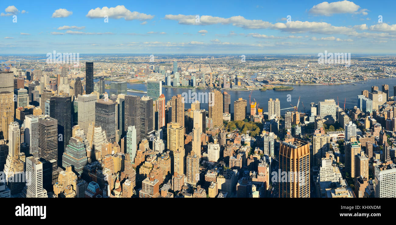 New York City Manhattan east side view panorama with skyscrapers and ...