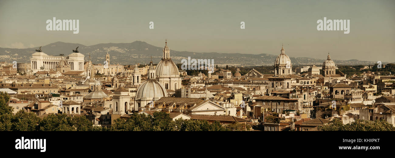 Rome rooftop view with ancient architecture in Italy panorama Stock ...