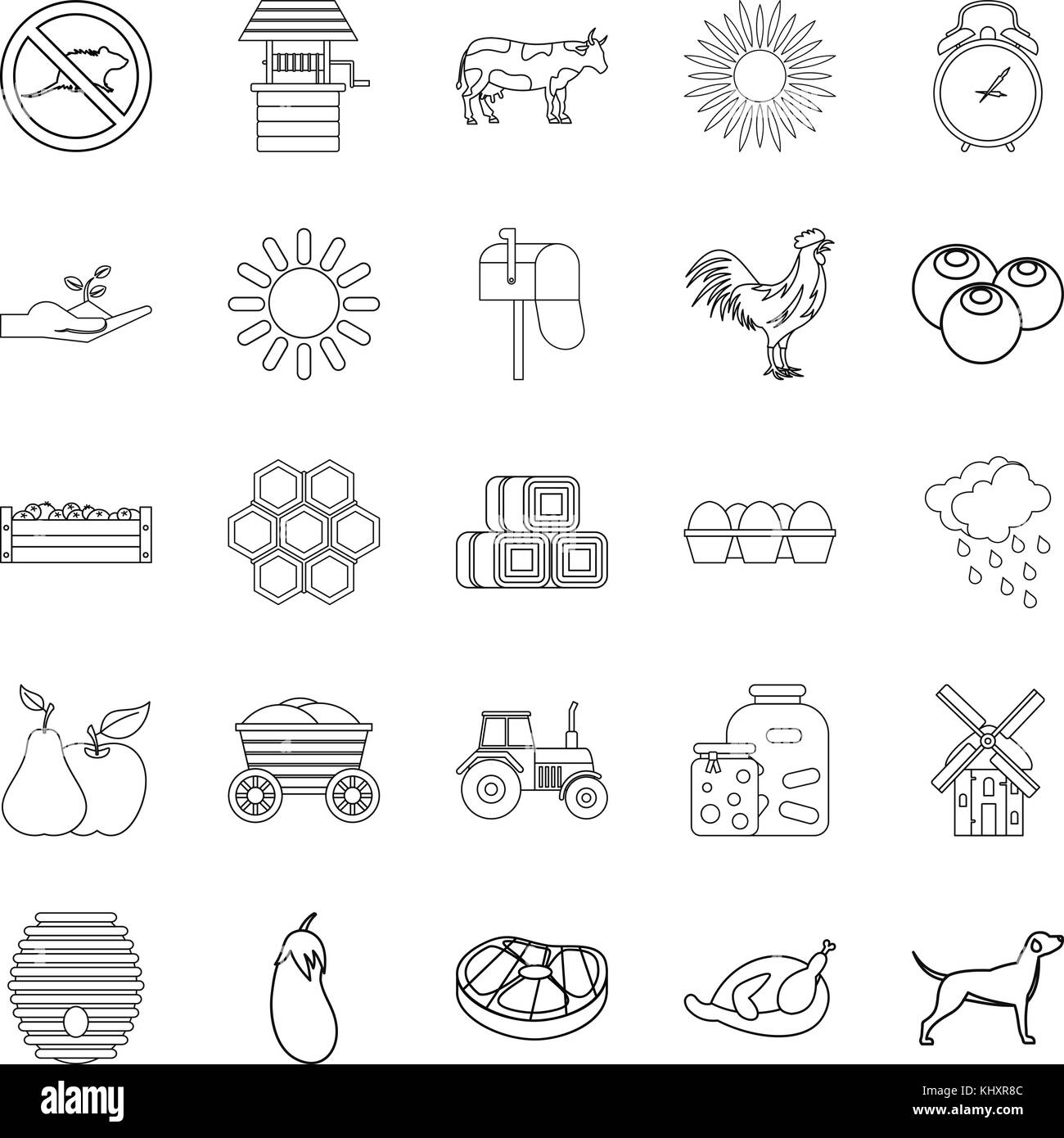 Agricultural icons set, outline style Stock Vector Image & Art - Alamy