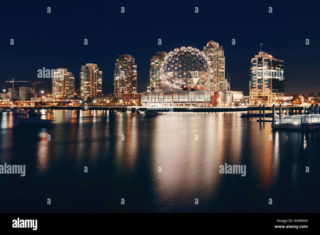 Vancouver city night view with buildings Stock Photo - Alamy