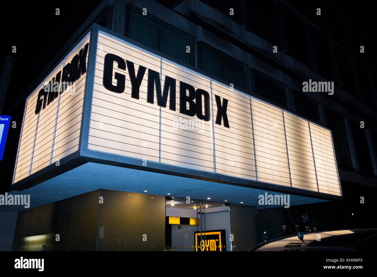 London: Gymbox Covent Garden on St Martins Lane at night Stock Photo