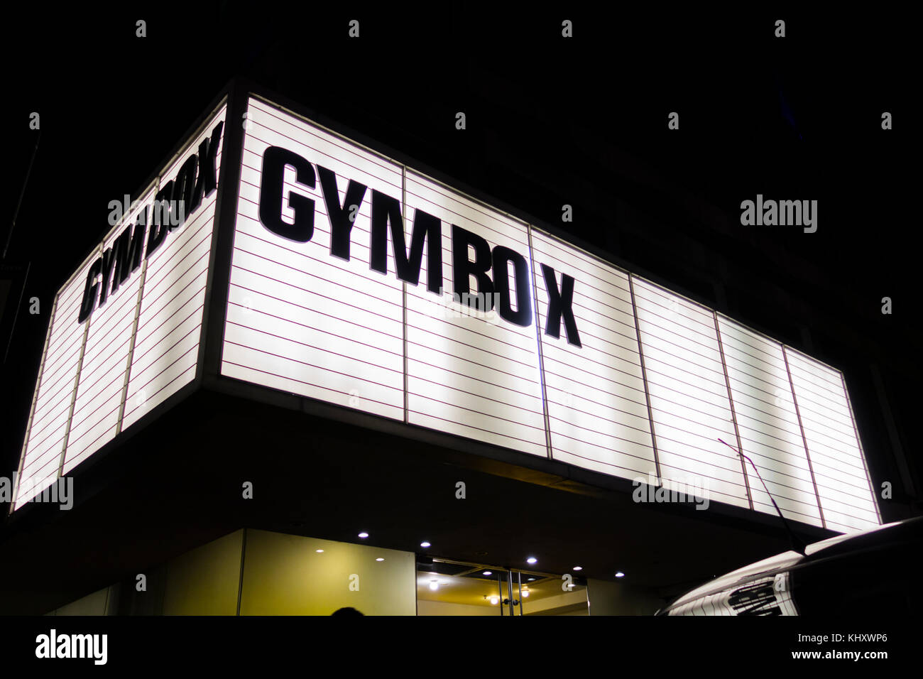 London: Gymbox Covent Garden on St Martins Lane at night Stock Photo