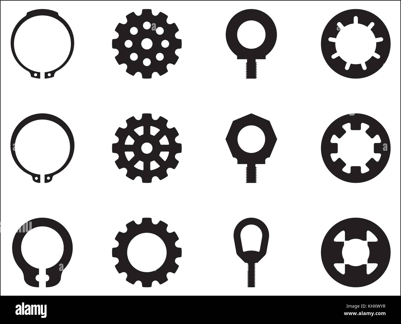 Set of machine parts icons. Flat vector Stock Vector