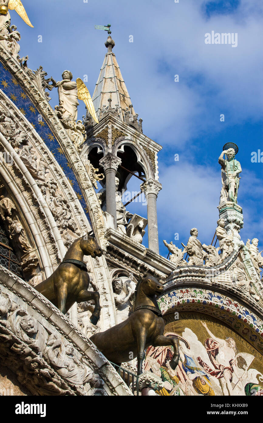 Ornate stone carvings, Venice, Veneto, Italy, Europe Stock Photo