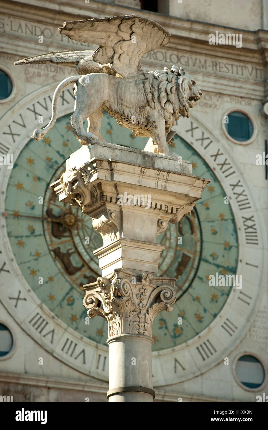 Winged lion statue on plinth, Padua, Veneto, Italy, Europe Stock Photo