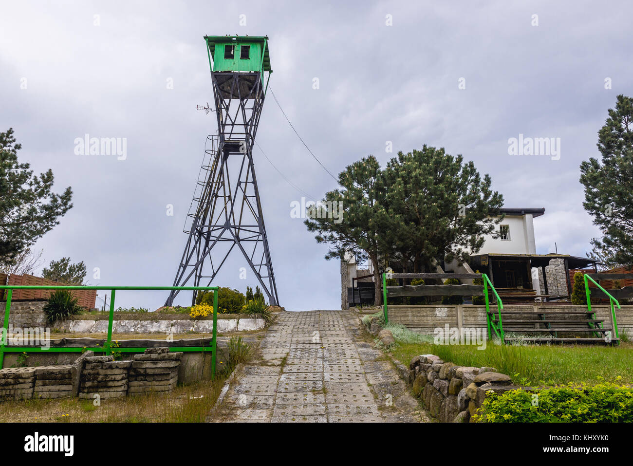 Lookout tower in former military post in Dziwnowek village in West Pomeranian Voivodeship of Poland Stock Photo