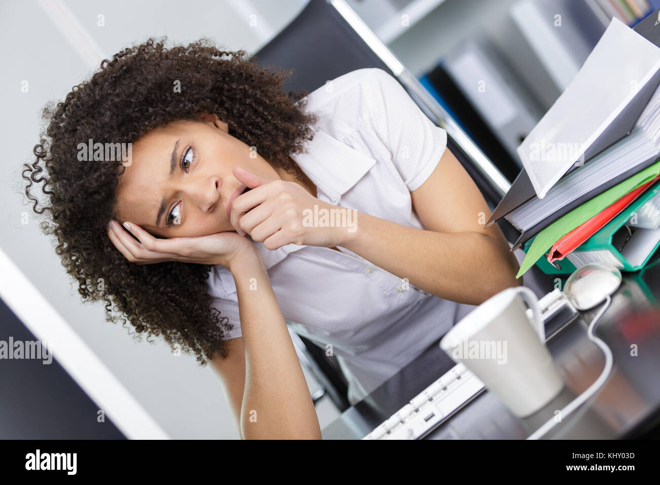 tired young businesswoman sleeping Stock Photo - Alamy