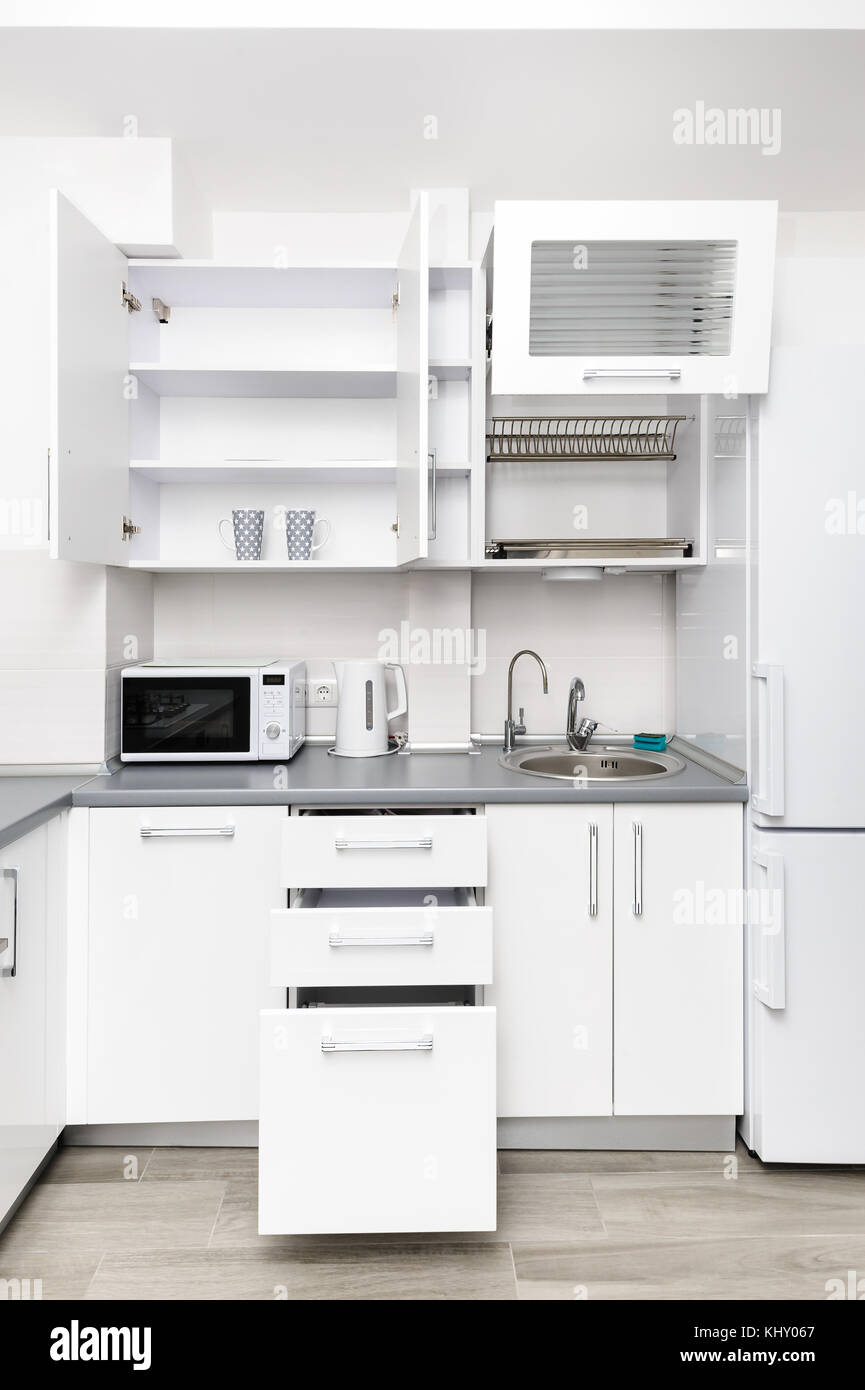 Modern white kitchen Stock Photo