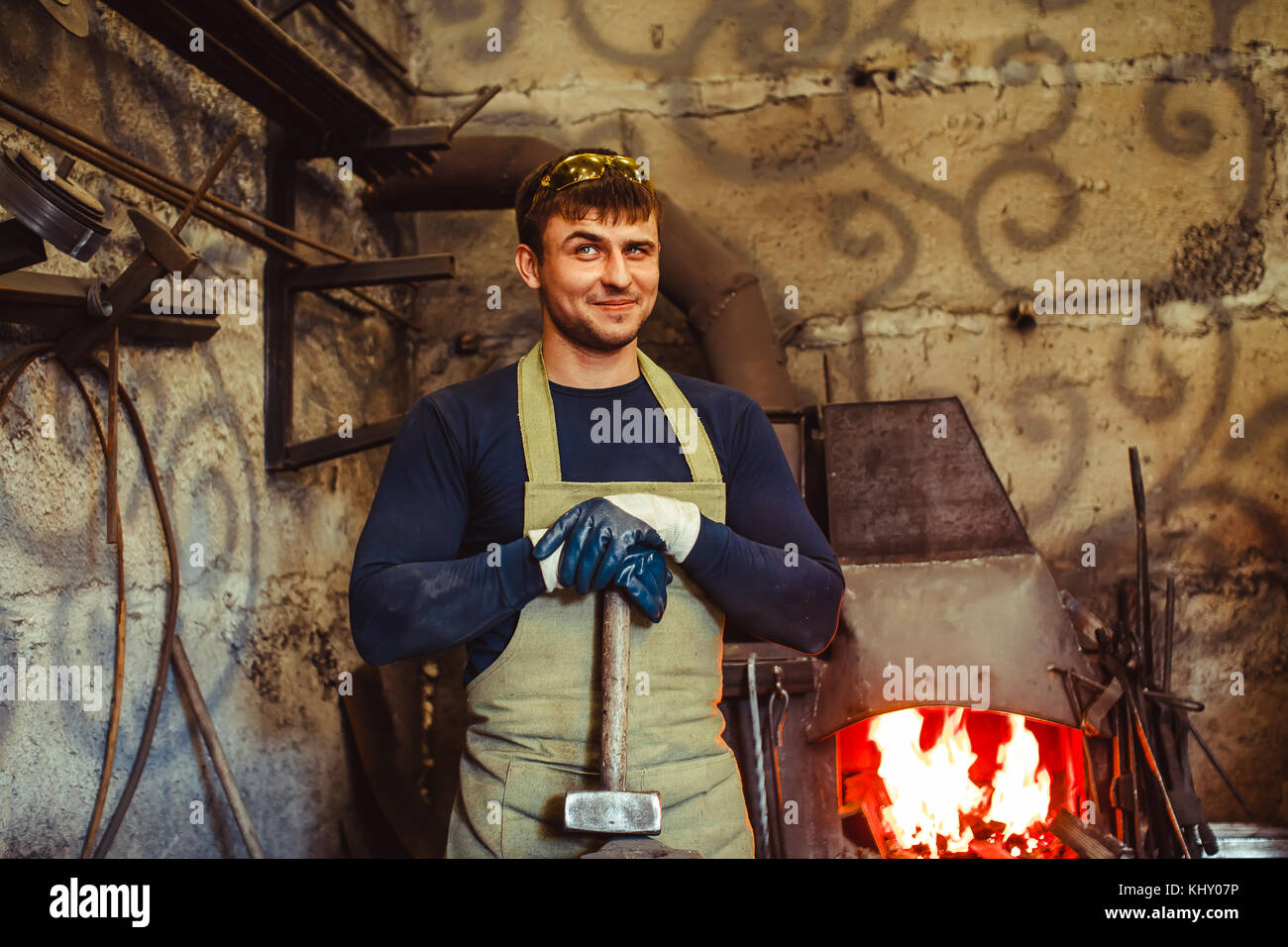 two are in working clothes in the Stock Photo Alamy