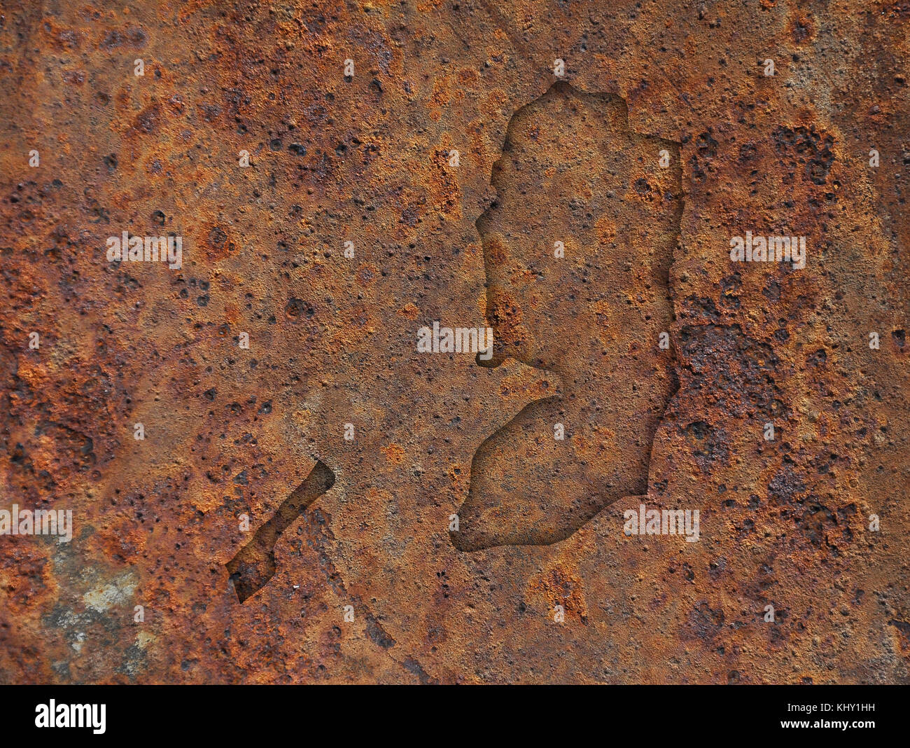 Map of Palestine on rusty metal Stock Photo - Alamy