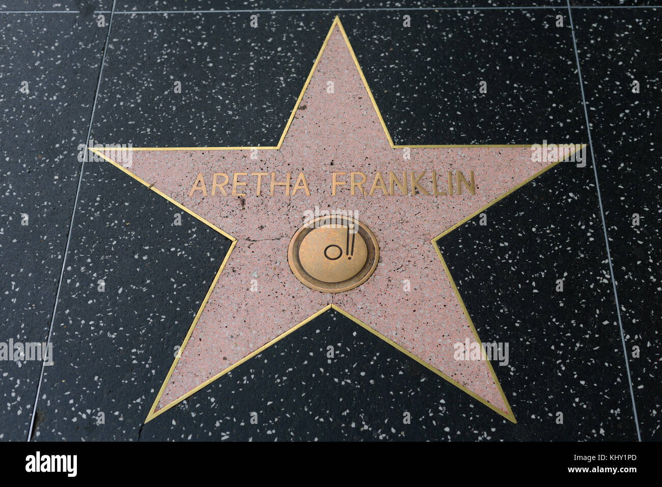 HOLLYWOOD, CA - DECEMBER 06: Aretha Franklin star on the Hollywood Walk of Fame in Hollywood, California on Dec. 6, 2016. Stock Photo