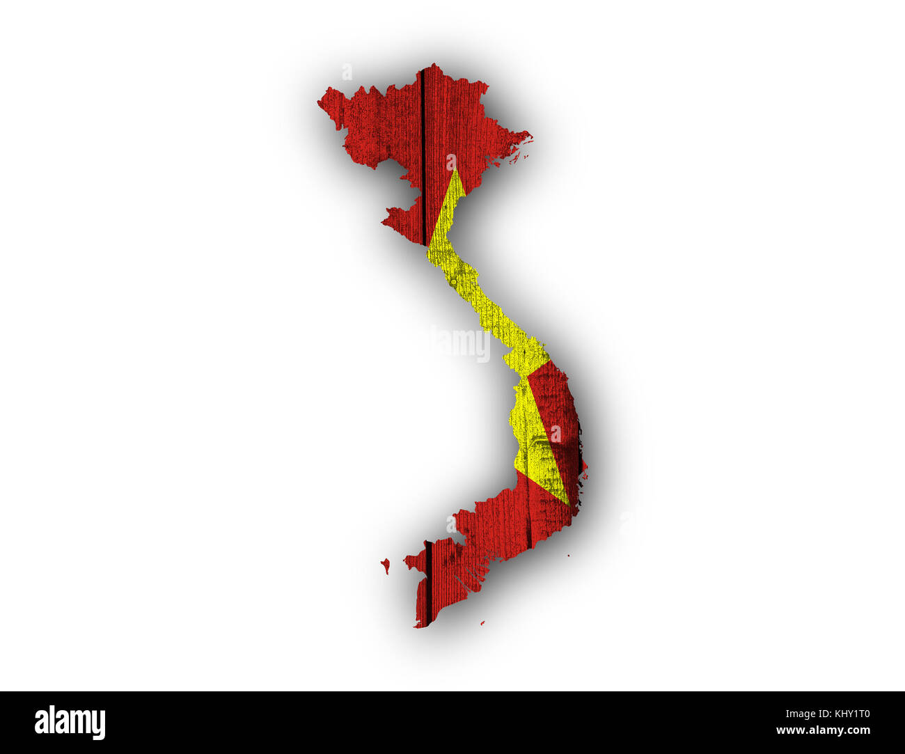 Map and flag of Vietnam on weathered wood Stock Photo - Alamy
