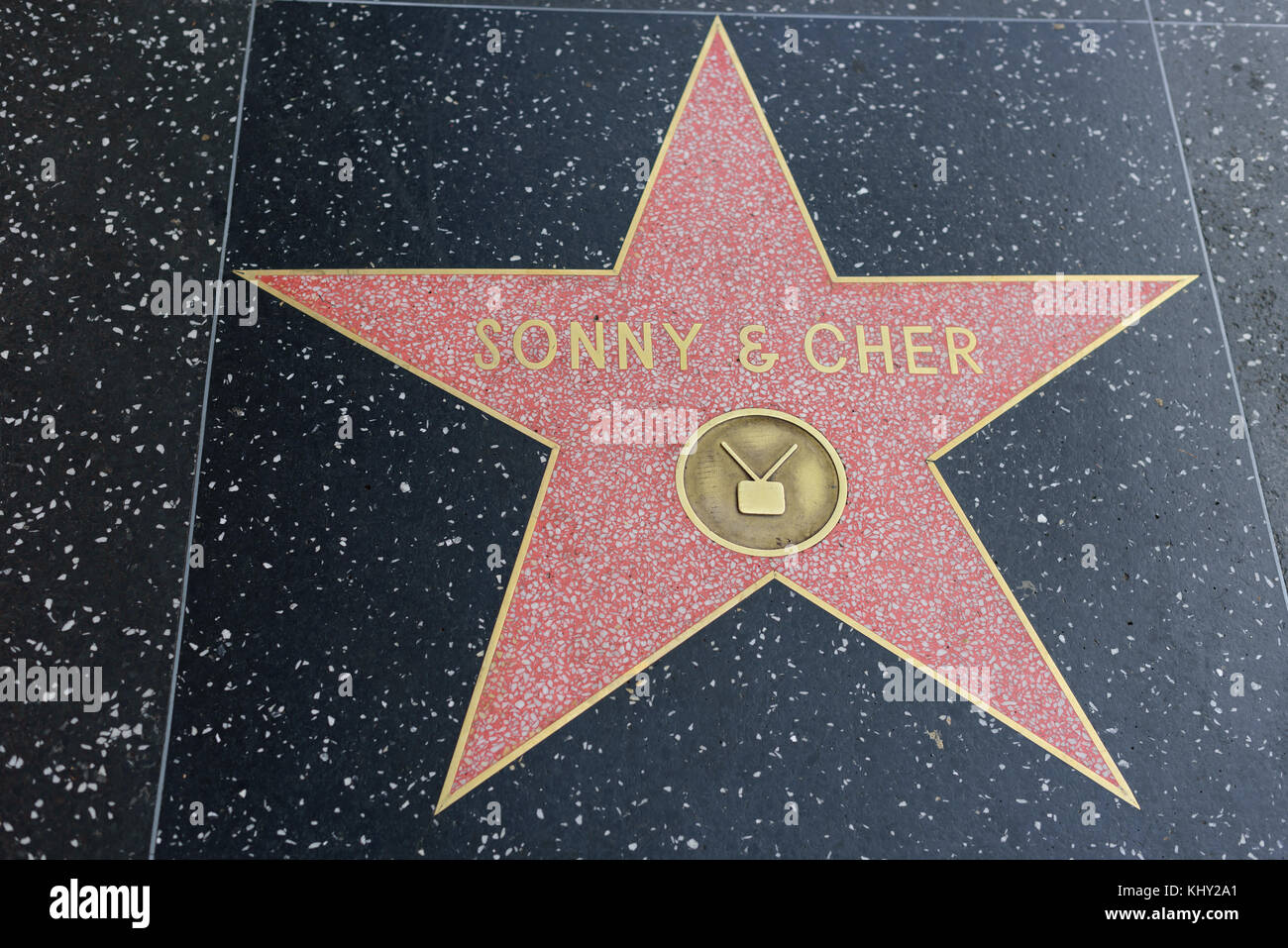 HOLLYWOOD, CA - DECEMBER 06: Sonny & Cher star on the Hollywood Walk of Fame in Hollywood, California on Dec. 6, 2016. Stock Photo