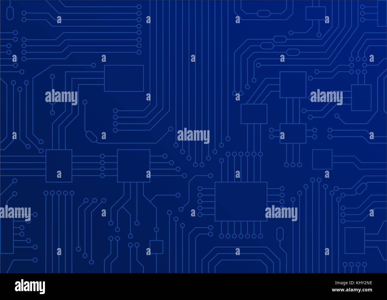 Dark blue vector illustration of circuit board / CPU close up as concept for digital transformation. Stock Vector