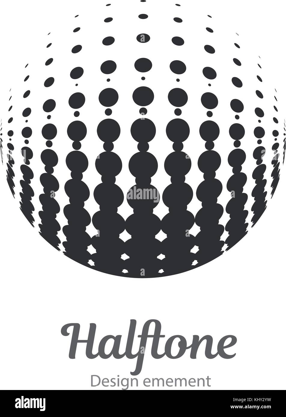 Vector abstract logo halftone design element. Dotted sphere business ...