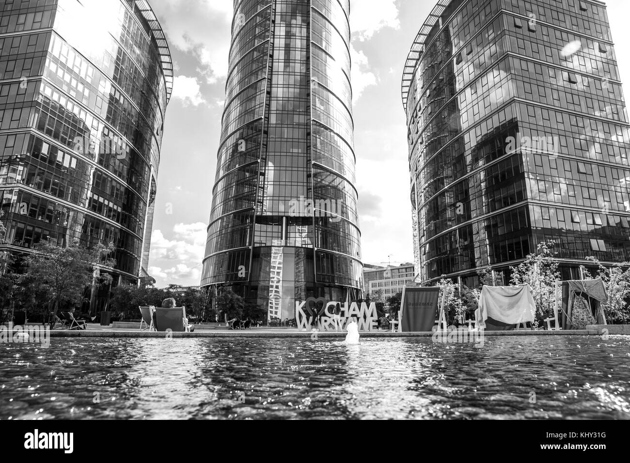 Warsaw, Poland - June 19, 2017: New, glass skyscrapers in Warsaw Stock Photo