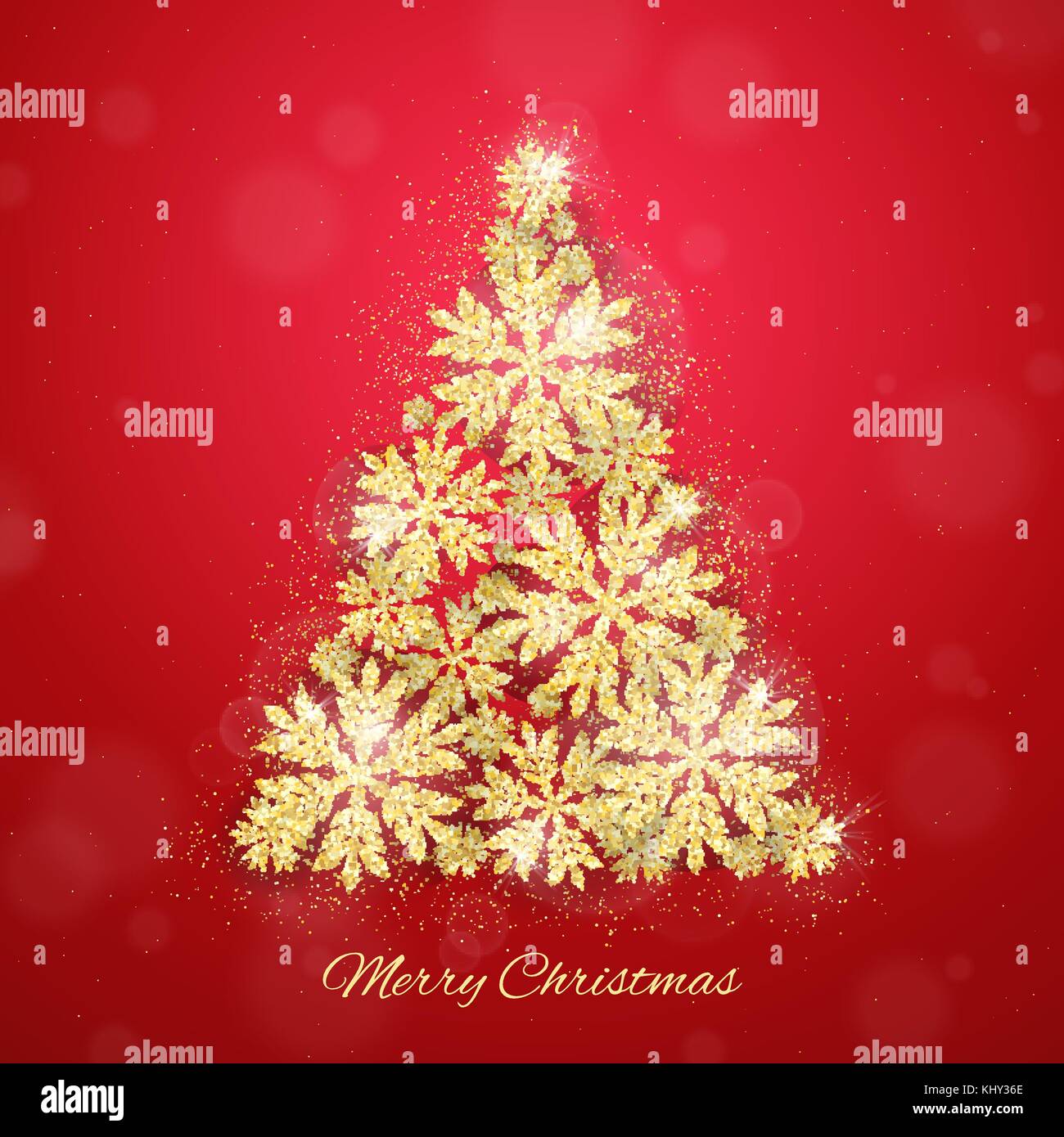 Merry Christmas and Happy New Year holiday greeting card with gold ...
