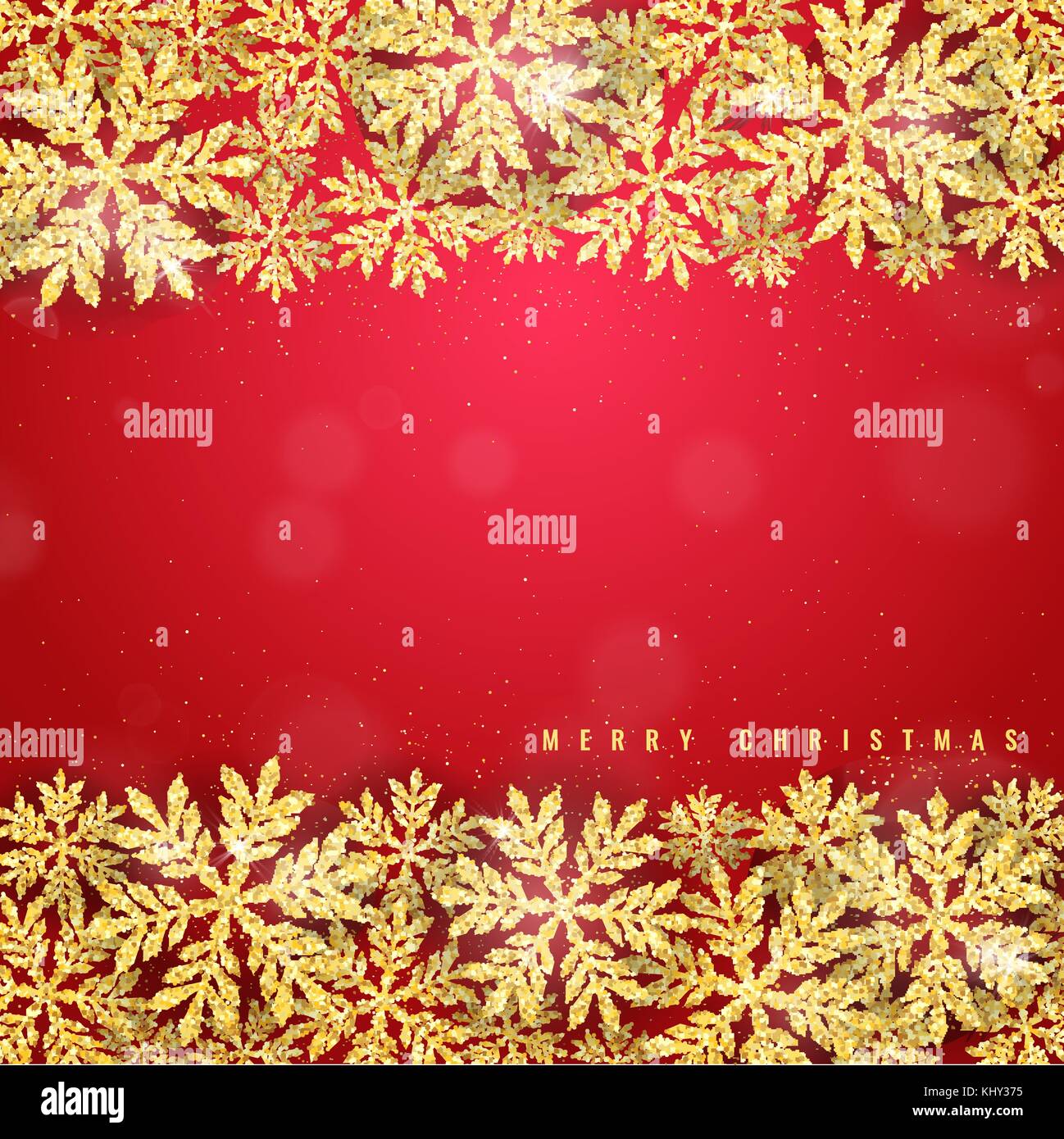 Merry Christmas and Happy New Year holiday greeting card with gold ...