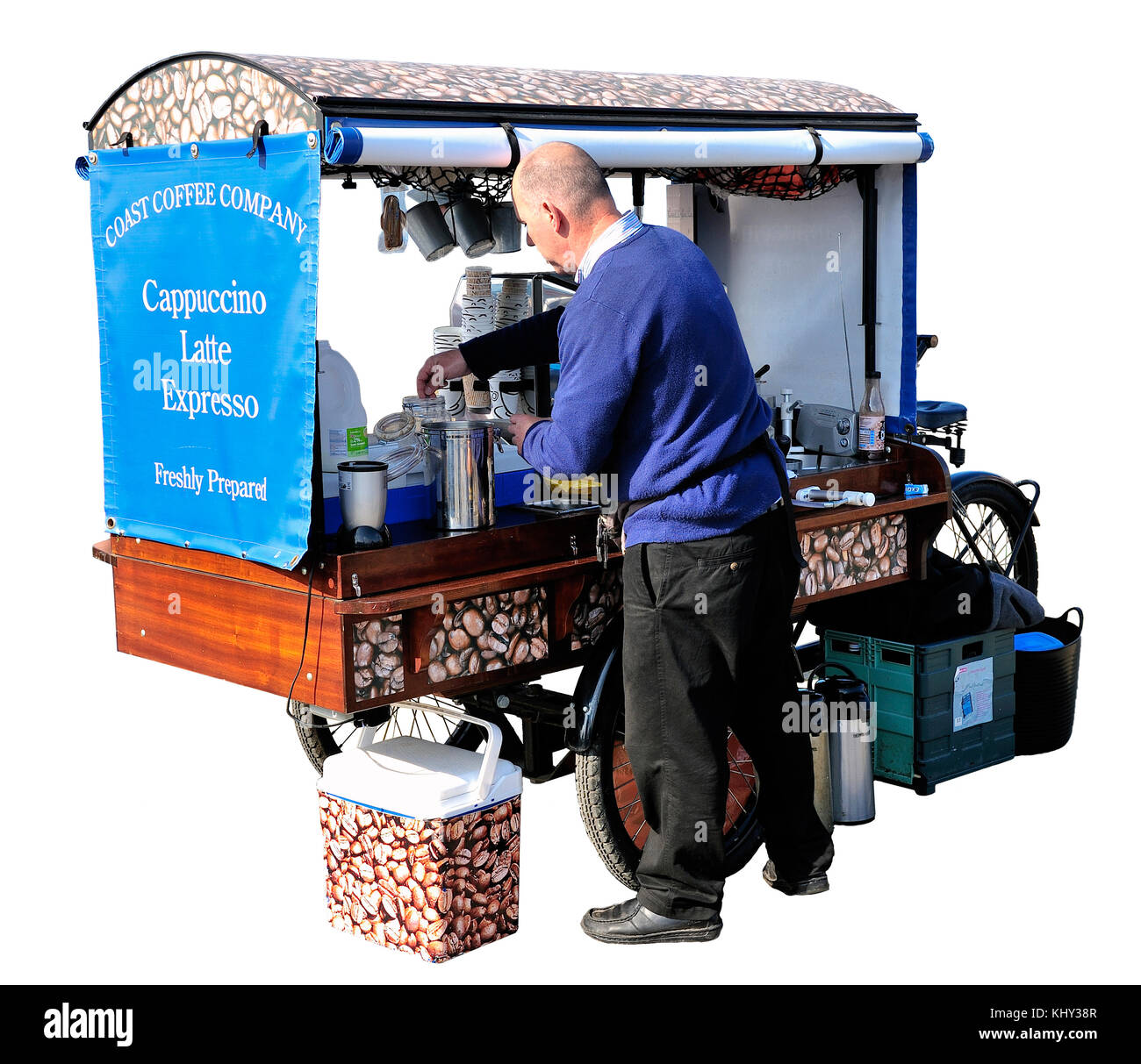 cut out image of mobile coffee stall Stock Photo