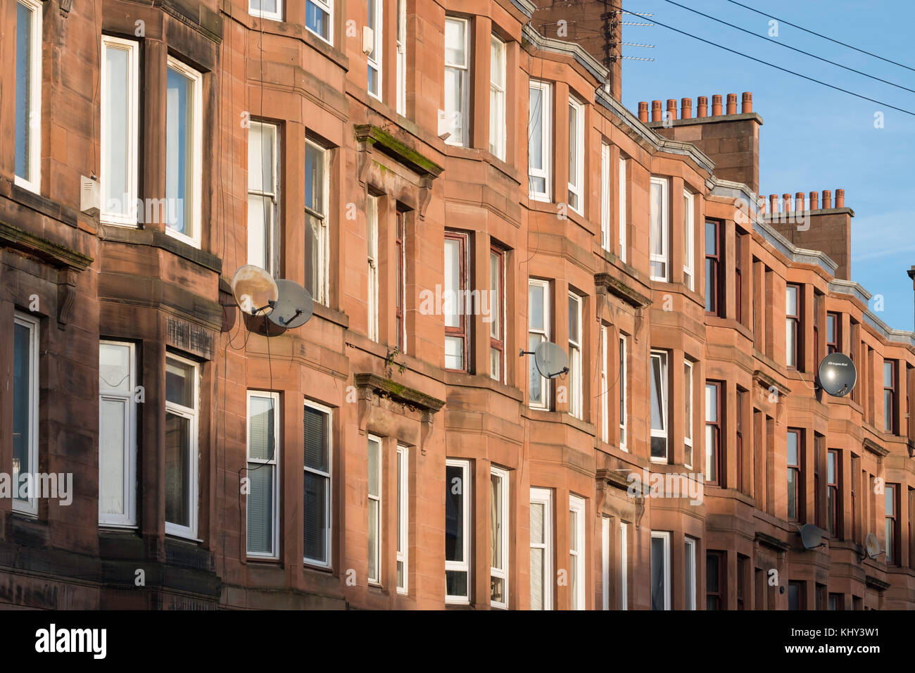 Tenement apartment building in deprived Govanhill district of Glasgow, Scotland, United Kingdom Stock Photo