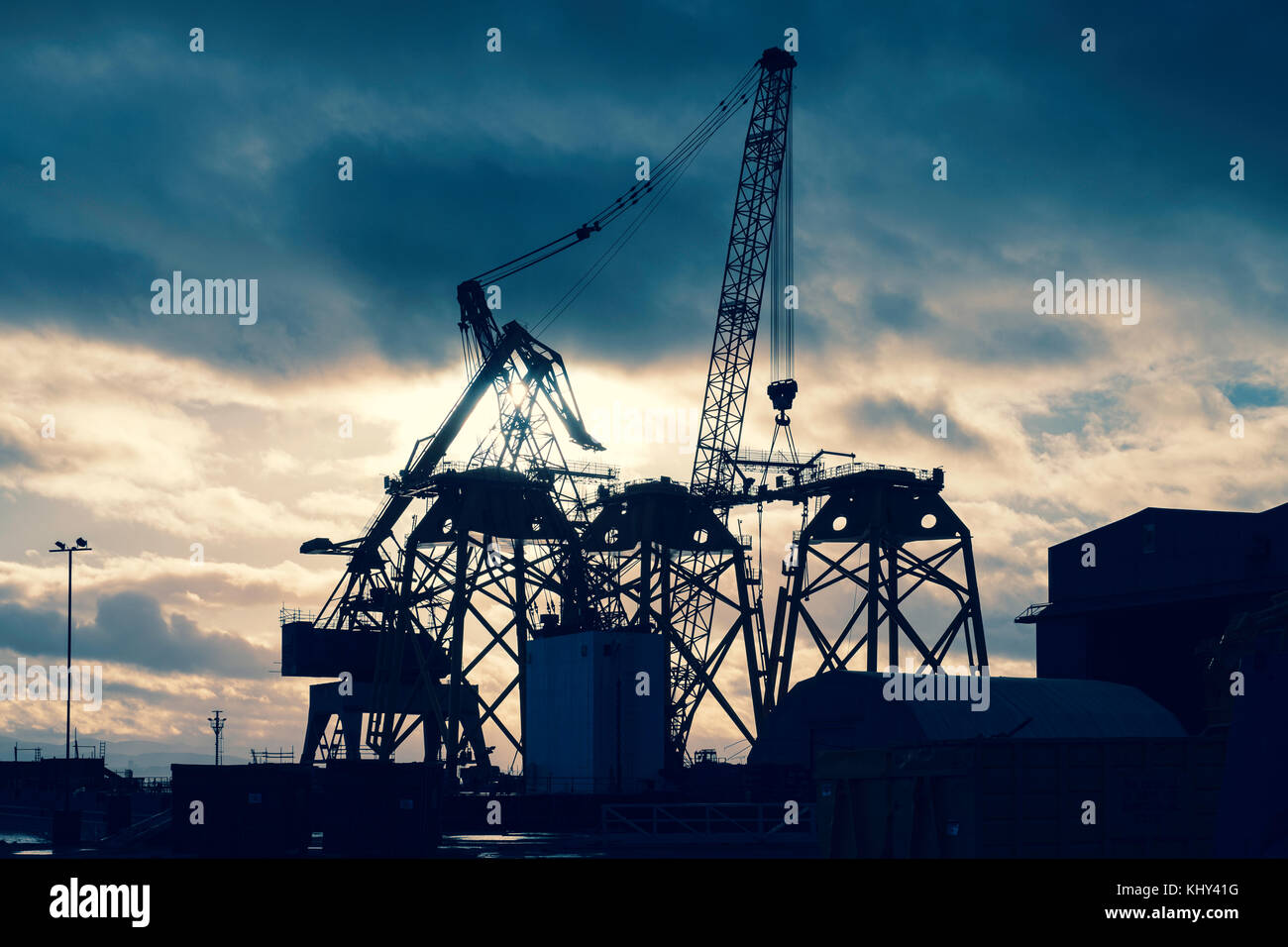 View of Burntisland Fabrications yard at Burntisland in Fife , Scotland, UK. They fabricate platforms and modules for the offshore oil, gas and renewa Stock Photo