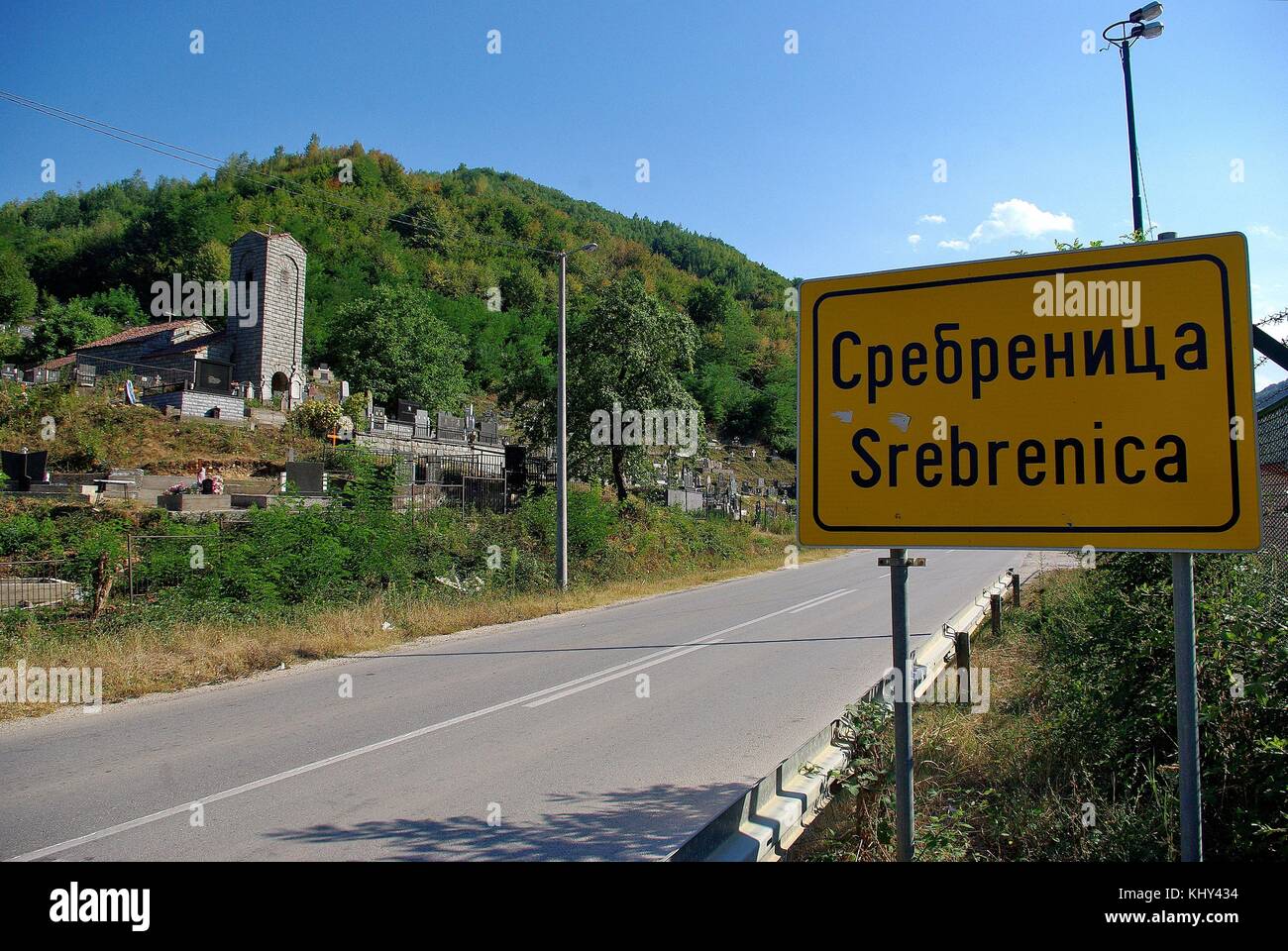 Srebrenica in Eastern Bosnia: the orthodox graveyard Stock Photo