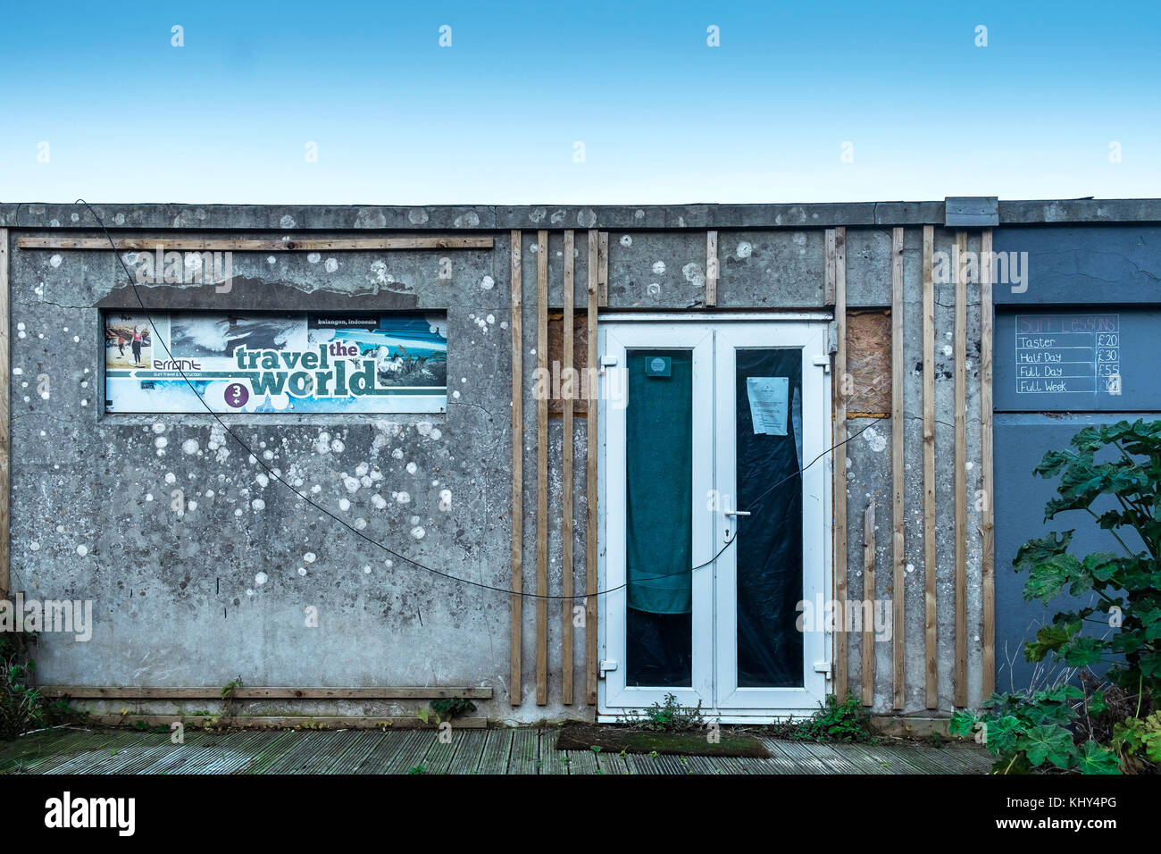 A closed and derelict building in Newquay Cornwall UK. Stock Photo